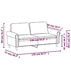 vidaXL Canapé à 2 places Noir 140 cm Velours pas cher