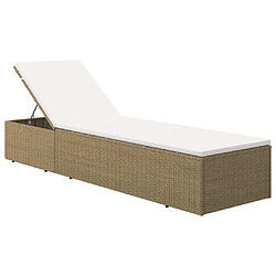 Maison Chic Chaise longue Jardin| Bain de soleil Relax | Transat Résine tressée Marron et blanc crème -GKD25751