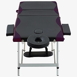 vidaXL Table de massage pliable 3 zones Aluminium Noir et violet