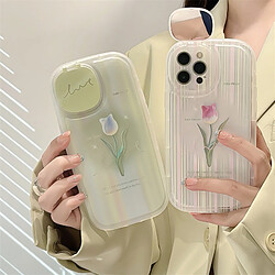 GUPBOO Étui pour iPhone12 Premium Blurred Tulip Mirror Bracket Phone Case Soft