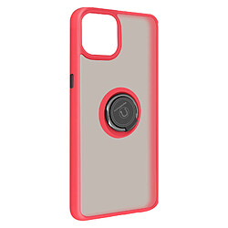 Avizar Coque Apple iPhone 13 Pro Bi-matière Bague Métallique Support rouge