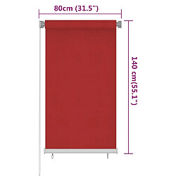 vidaXL Store roulant d'extérieur 80x140 cm Rouge PEHD pas cher