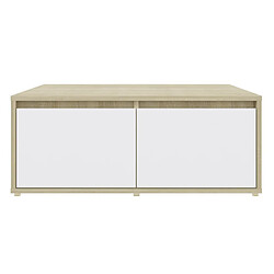 Acheter Maison Chic Table basse,Table Console Table d'appoint, Table pour salon Blanc et chêne sonoma 80x80x31 cm Aggloméré -MN94476