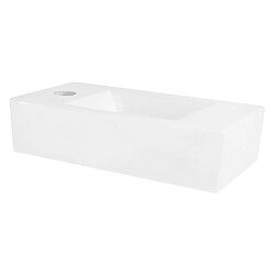 Vasque avec vidage sans trop-plein 40x18,5x10 cm Blanc en céramique ML-Design