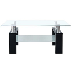 vidaXL Table basse Noir 95x55x40 cm Verre trempé