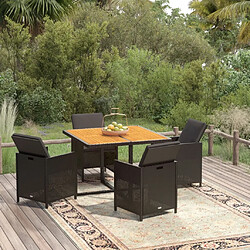 Maison Chic Mobilier à dîner 5 pcs de jardin avec coussins - Ensemble table et chaises d'extérieur - Salon/Mobilier de jardin classique Résine tressée Noir -MN33752