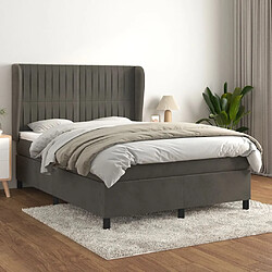 Maison Chic Lit Adulte - Lit simple Lit à sommier tapissier et matelas moelleux - Meuble de Chambre - Gris foncé 140x190cm Velours -MN78897