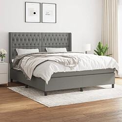 Maison Chic Lit Adulte - Lit simple Lit à sommier tapissier avec matelas moelleux - Meuble de Chambre - Gris foncé 180x200cm Tissu -MN12217