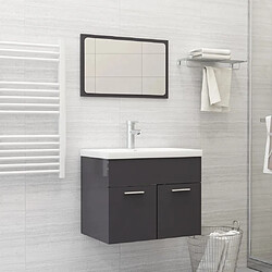 vidaXL Ensemble de meubles de salle de bain 2 pcs Gris brillant