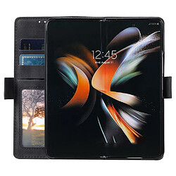 Etui en PU épissage rétro des couleurs, résistant aux chocs avec support et dragonne pour votre Samsung Galaxy Z Fold4 5G - noir