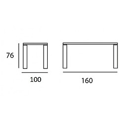 Inside 75 Table repas ECO 6 couverts 160 x 100 x 76 cm pieds noyer plateau céramique hidra