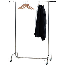 Decoshop26 Penderie portant porte-vêtements sur roulettes hauteur 160 cm largeur 100-190 cm en acier inoxydable 10_0003508