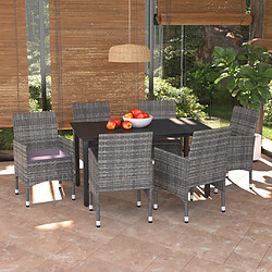 Maison Chic Mobilier à dîner 7 pcs de jardin avec coussins - Ensemble table et chaises d'extérieur - Salon/Mobilier de jardin classique Résine tressée Gris -MN50294