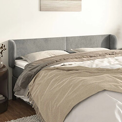 Maison Chic Tête de lit scandinave avec oreilles,meuble de chambre Gris clair 203x23x78/88 cm Velours -MN10323