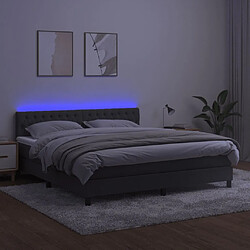 Acheter Maison Chic Lit adulte- Lit + matelas,Sommier à lattes de lit avec matelas LED Gris foncé 180x200 cm -GKD78802