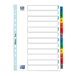 Intercalaire numérique A4 Elba carton 12 onglets multicolores - 1 jeu