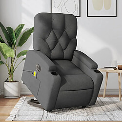 Maison Chic Fauteuil Relax pour salon, Fauteuil inclinable de massage électrique Gris foncé Tissu -GKD90230