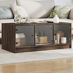 Maison Chic Table basse pour salon | Table à café avec portes en verre chêne marron 102x50x42 cm -GKD12619