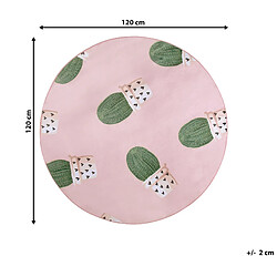 Beliani Tapis rose rond motif cactus d 120 cm ELDIVAN