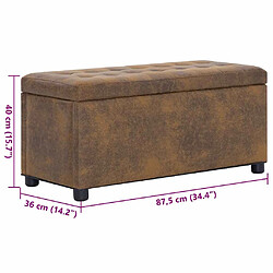 vidaXL Pouf de rangement 87,5 cm Marron Similicuir daim pas cher