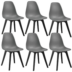 Decoshop26 Set de 6 Chaises Design Chaise de Cuisine Salle à Manger Plastique Gris et Noir 03_0003729