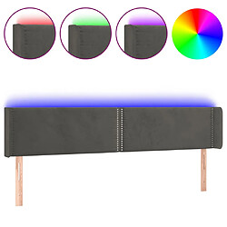 vidaXL Tête de lit à LED Gris foncé 163x16x78/88 cm Velours