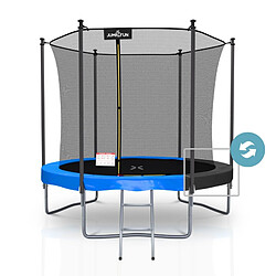 Jump4Fun Trampoline extérieur Classique ø 244 cm- 8FT- Filet intérieur, Matelas de protection réversible et Echelle