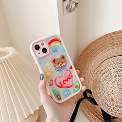 GUPBOO Étui pour iPhone13ProMax Peinture à l'huile graffiti blush ours dessin animé étui pour téléphone portable