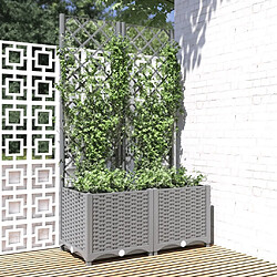 Maison Chic Jardinière,Bac à fleurs avec treillis - pot de fleur Gris clair 80x40x136 cm PP -GKD27429