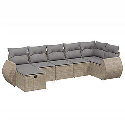 vidaXL Salon de jardin avec coussins 7pcs mélange beige résine tressée