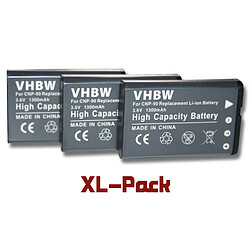 Vhbw 3 x batterie Li-Ion 1300mAh (3.6V) pour appareil photo Casio série Exilim, par ex. EX-H10G, EX-FH100, EX-H15, etc. Remplace : NP-90.