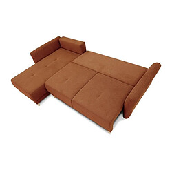 Acheter Canapé d'angle convertible réversible 3-4 places CLAUDIUS - Tissu Terracotta - Coffre de rangement - L 244 x P 158 x H 95 cm