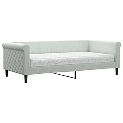 Maison Chic Lit de jour avec matelas, Lit de repos Lit d'invité pour Salon Chambre,Canapé-lit gris clair 90x190 cm velours -MN37608 