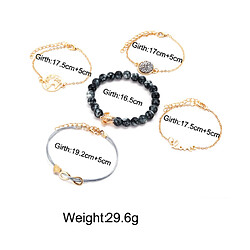 YP Select 5pcs carte tortue perle chaîne aimante bracelet à huit caractères suite Doré pas cher