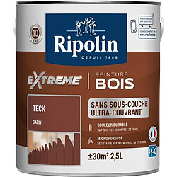 RIPOLIN Peinture pour pour Bois Interieur + Exterieur - pour Bois Interieur + Exterieur Teck Satin, 2,5L