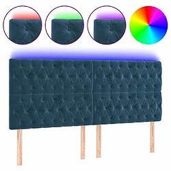 Maison Chic Tête de lit scandinave à LED,meuble de chambre Bleu foncé 180x7x118/128 cm Velours -MN33887