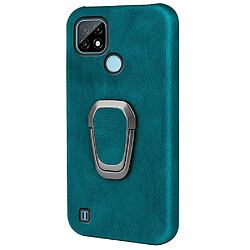 Coque en TPU + PU avec béquille, cyan pour votre Realme C21