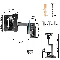 Avis Duronic TVB0920 Support Mural inclinable pour écran de télévision avec Bras extenseur - 13 à 30 Pouces / 33 à 71 cm - VESA 100/75 / 50