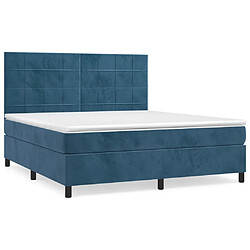 Maison Chic Lit Adulte - Lit simple Lit à sommier tapissier et matelas moelleux - Meuble de Chambre - Bleu foncé 160x200cm Velours -MN37862