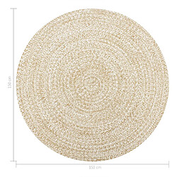 Decoshop26 Tapis fait à la main Jute Blanc et naturel 150 cm DEC023519 pas cher