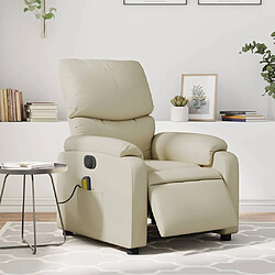 vidaXL Fauteuil de massage inclinable électrique crème similicuir