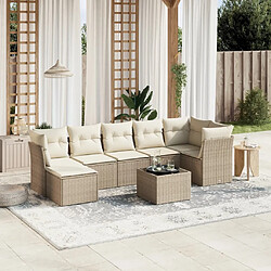 Maison Chic Salon de jardin avec coussins 8 pcs, Ensemble Tables et chaises de jardin, beige résine tressée -GKD990023