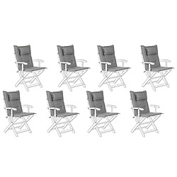 Beliani Set de 8 coussins en tissu gris pour chaises de jardin MAUI