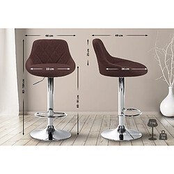 Decoshop26 Tabouret de bar chaise haute x 1 avec coutures décoratives assise en tissu marron pieds métal chromé 10_0005083