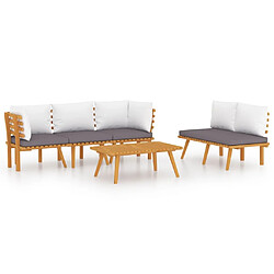 Maison Chic Salon de jardin 5 pcs + coussins - Mobilier/Meubles de jardin - Table et chaises d'extérieur Bois d'acacia solide -MN16001