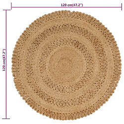 vidaXL Tapis Jute tressé à la main 120 cm Rond pas cher