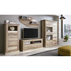 Avis Pegane Armoire vitrine, buffet haut coloris Chêne vieilli - Longueur 125 x Profondeur 41,80 x Hauteur 174,70 cm