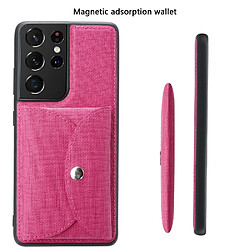 Coque en TPU + PU Peau à absorption magnétique mobile rose pour votre Samsung Galaxy S21 Ultra 5G