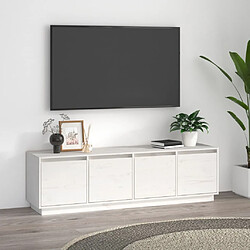 Maison Chic Meuble TV scandinave - Banc TV pour salon Blanc 156x37x45 cm Bois de pin massif -MN29490