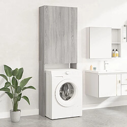 Maison Chic Meuble rangement de salle de bain | Meuble pour machine à laver | Armoire murale de bain Sonoma gris 64x25,5x190 cm -GKD86864